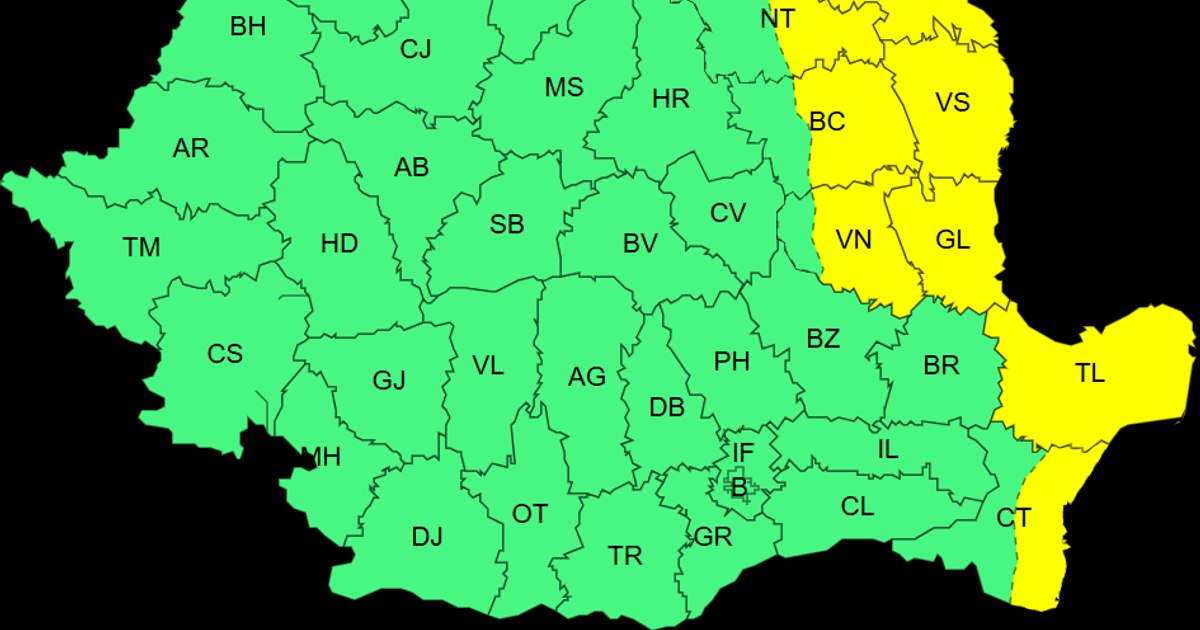 Avertizări meteorologice pentru România: ploi, vânt puternic și ninsori în mai multe regiuni