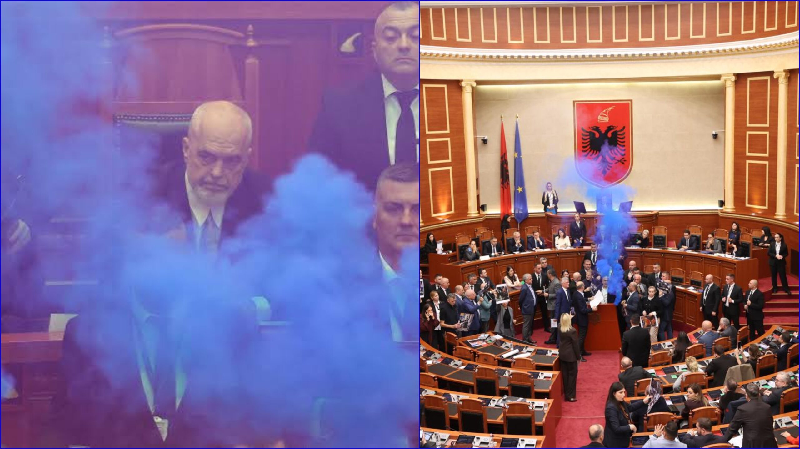 Scene de violență în Parlamentul Albaniei: Opoziția a folosit rachete de semnalizare și fumigene