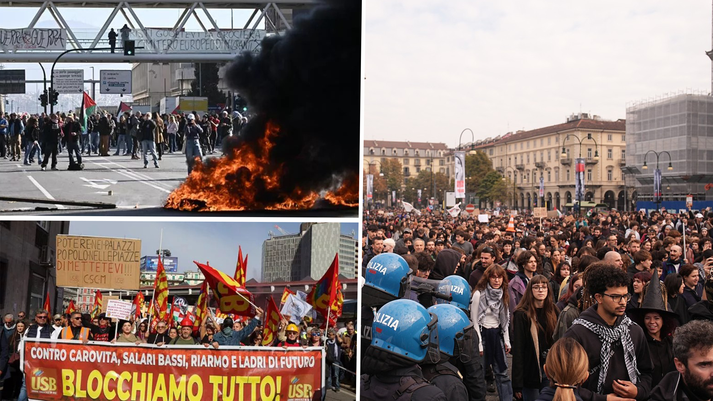 Italia, paralizată de o grevă generală masivă. Aproximativ un milion de oameni au protestat în peste 50 de orașe