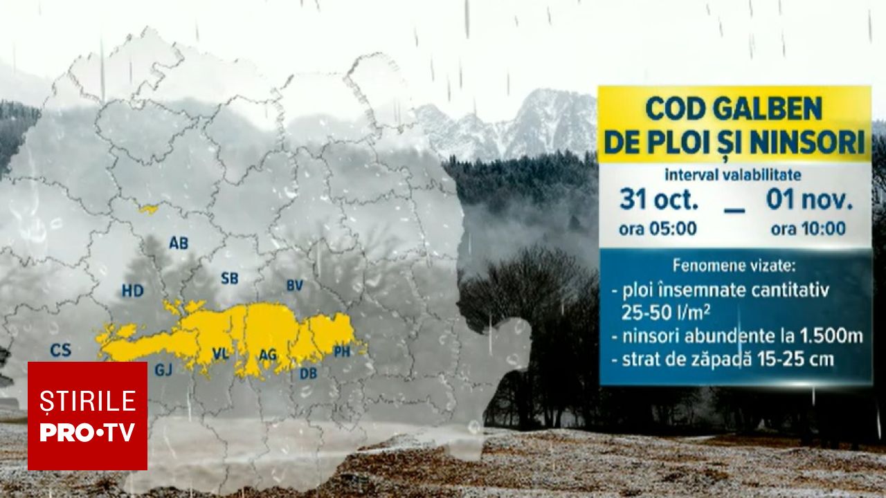 Vreme rea în România: ninsori abundente la munte și temperaturi scăzute în primele săptămâni din noiembrie