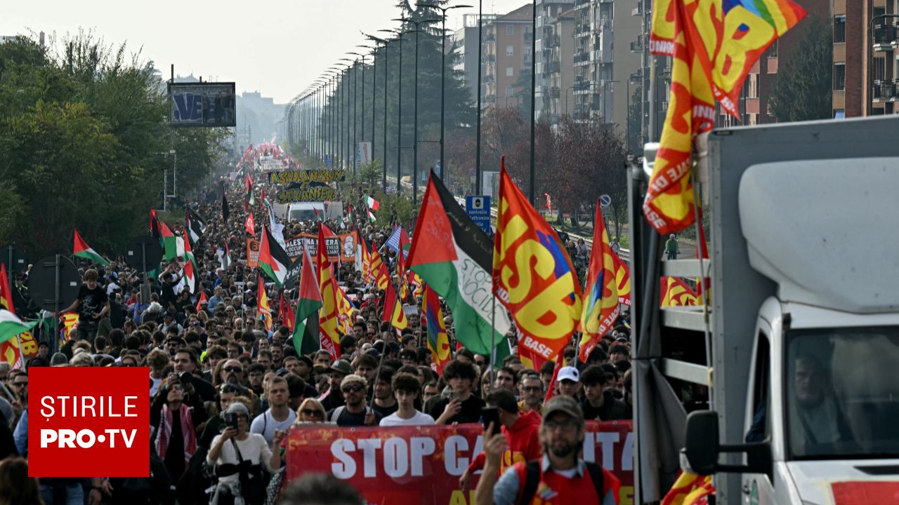 Mii de oameni protestează în Italia împotriva creșterii costului traiului și a cheltuielilor militare