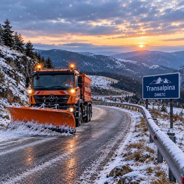 Condiții meteo nefavorabile pe Transalpina: lapoviță și ninsoare, dar traficul rămâne permis
