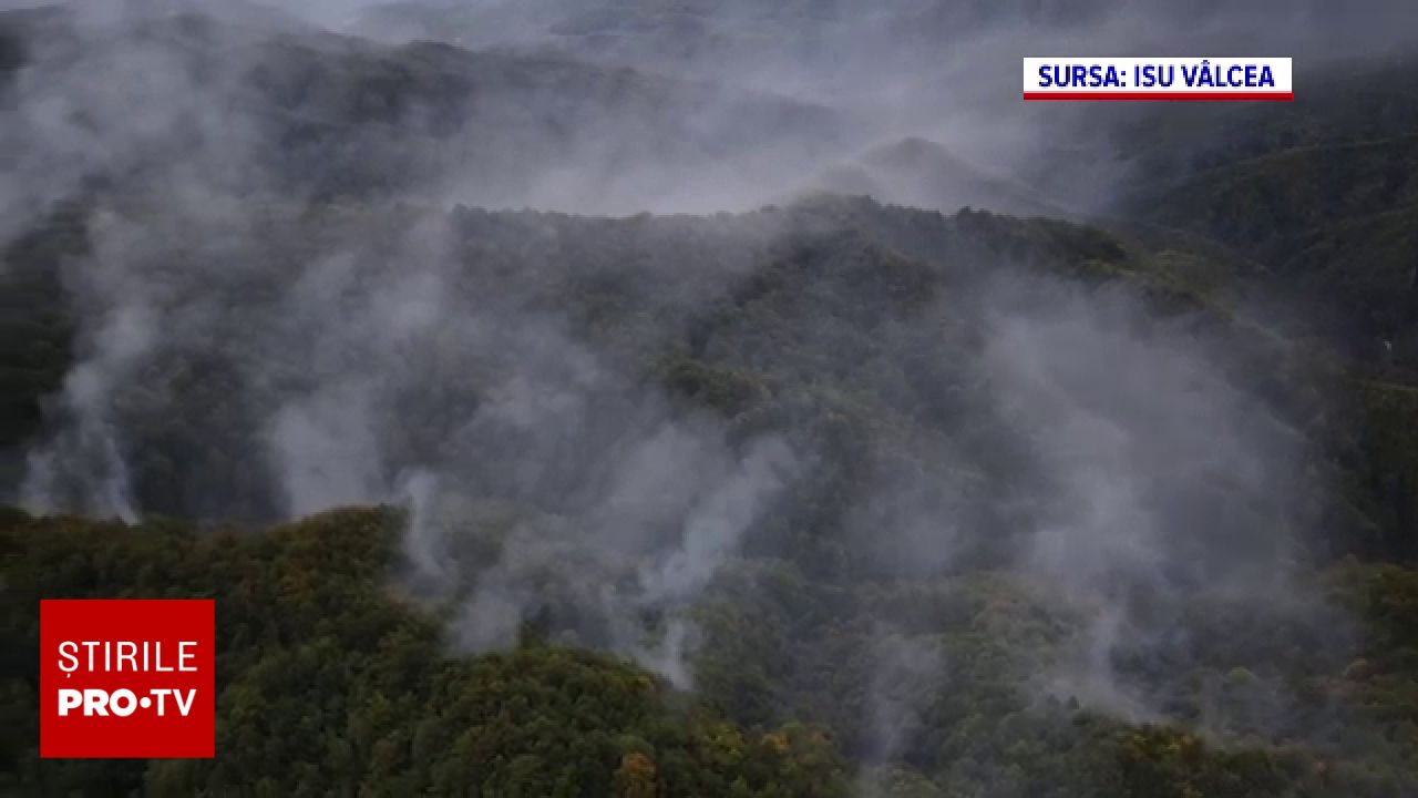 Incendiu masiv în pădurea din județul Vâlcea: Flăcările au cuprins 25 de hectare
