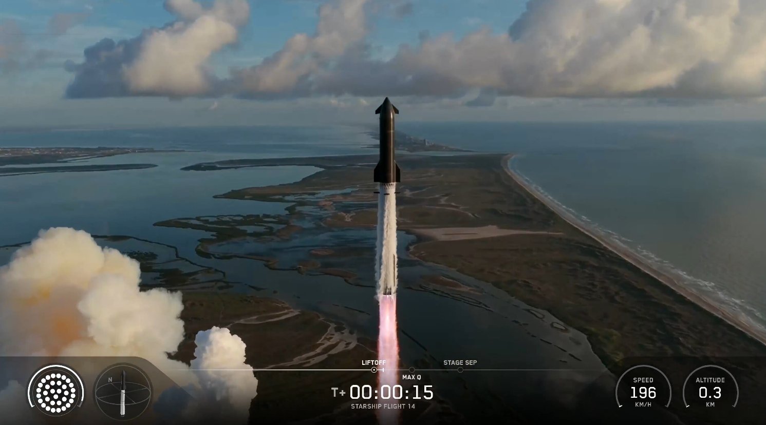Racheta Starship a ajuns pentru prima dată pe orbita Pământului după lansarea din Texas
