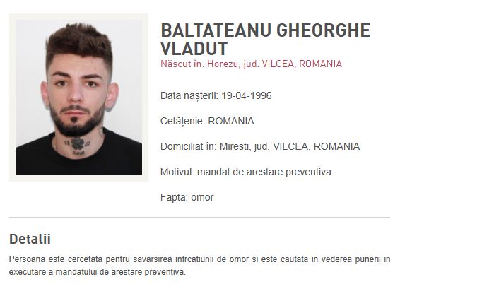 Vlăduț Băltățeanu s-a predat în Elveția. Suspectul uciderii unei femei găsite în valiză pe râul Olt