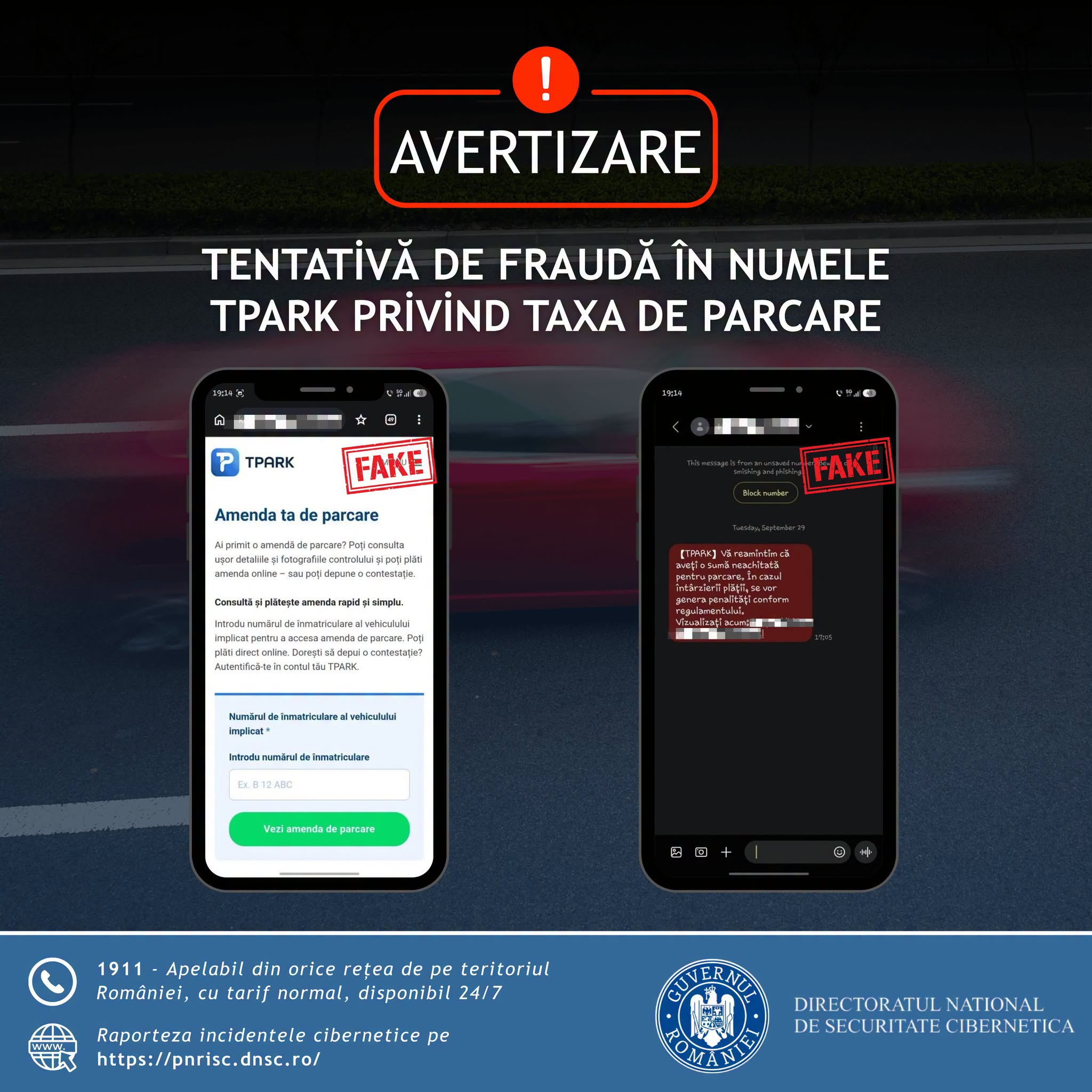 Avertisment de la DNSC: SMS-uri false în numele aplicației TPARK pentru înșelarea utilizatorilor