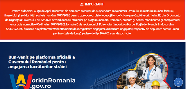 Platforma de angajare a străinilor este blocată după decizia Curții de Apel București