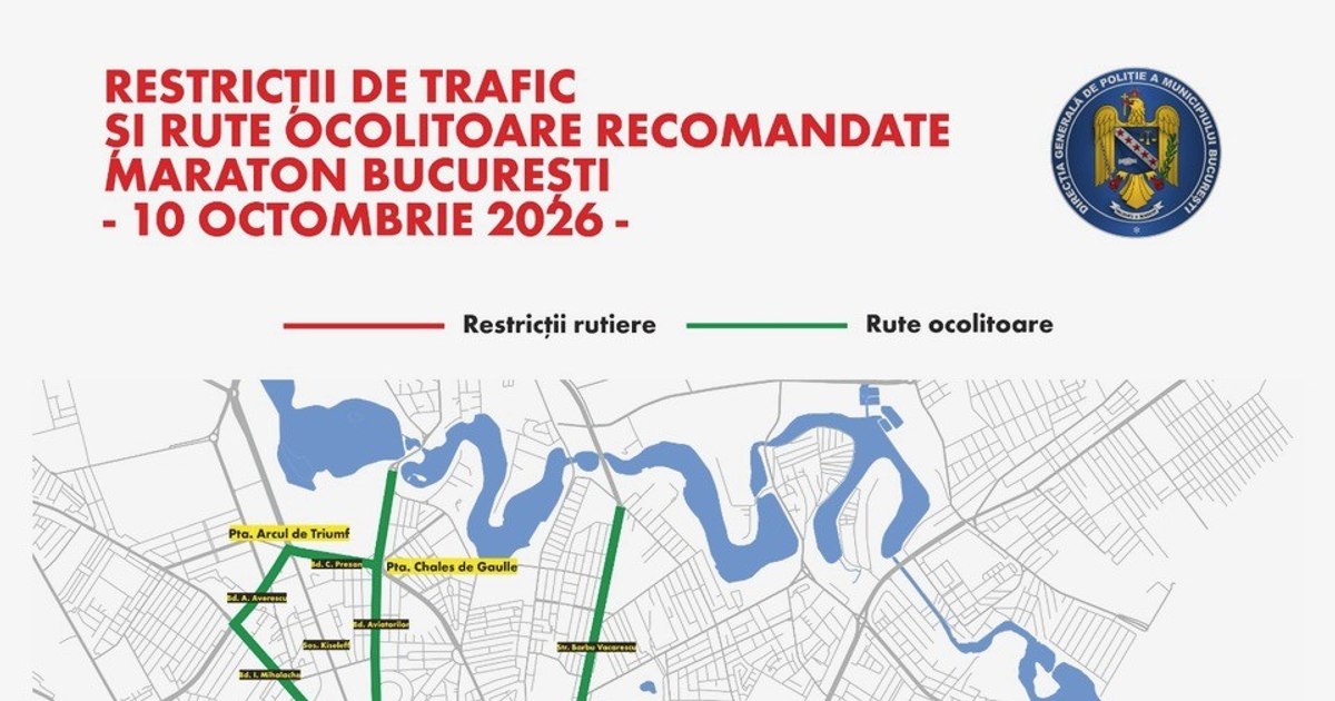Restricții de trafic în București pentru ediția a XIX-a a Raiffeisen Bank Bucharest Marathon