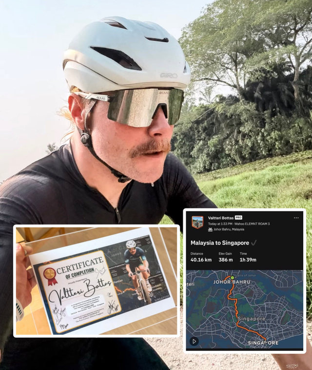 Valtteri Bottas a parcurs cu bicicleta 420 de kilometri de la Malaysia la Singapore