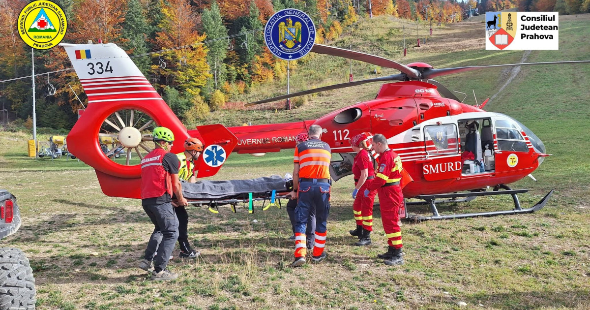 Accident grav în Azuga: un adolescent de 14 ani a căzut de pe un traseu de mountain-bike