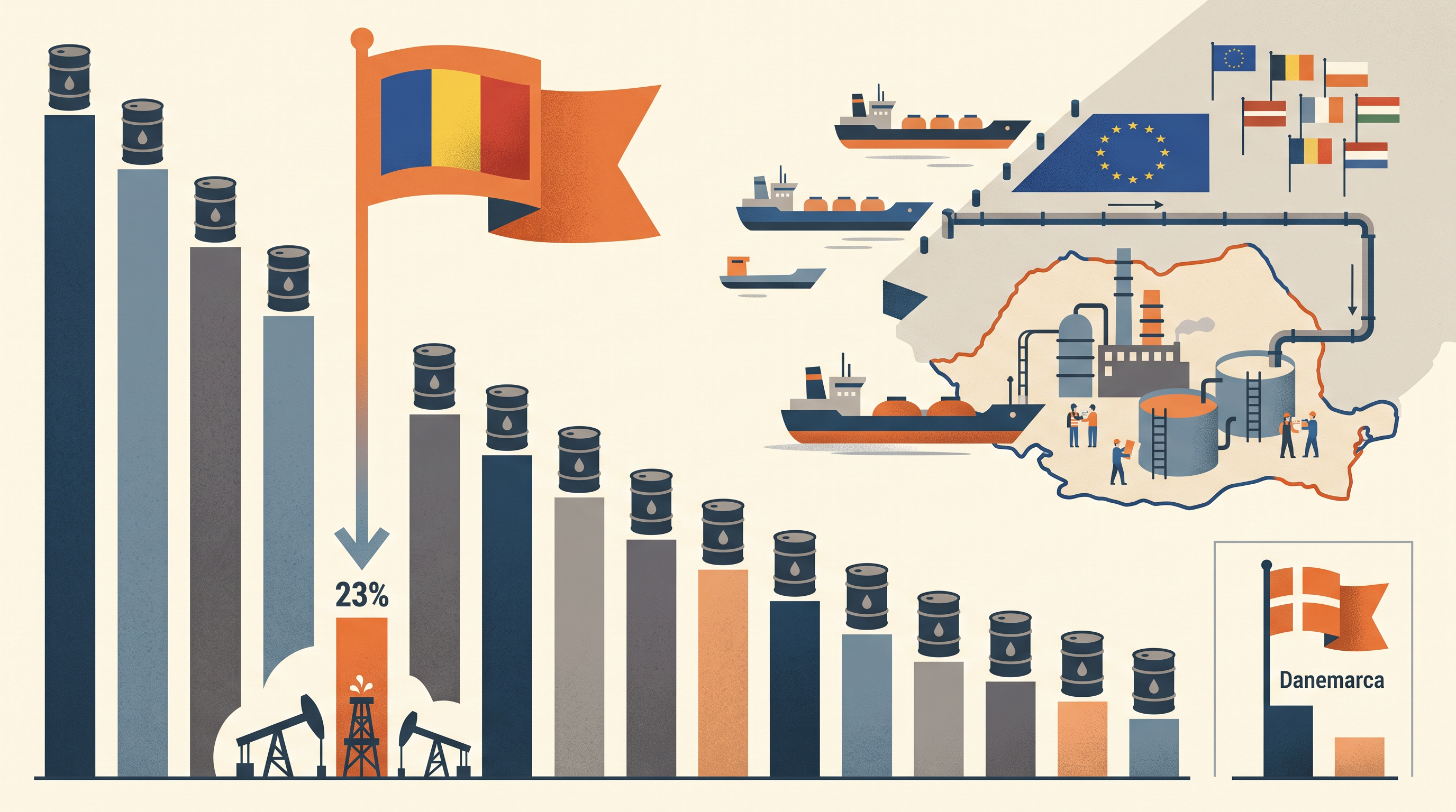România este a doua țară europeană cu cea mai mică dependență de importurile de petrol